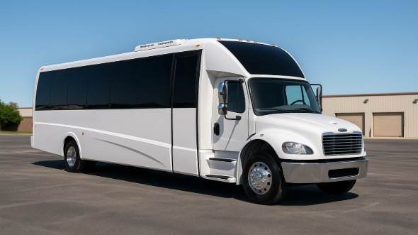 Exterior of Charter Bus Company Elkhart's 15 Passenger Minibus in Elkhart