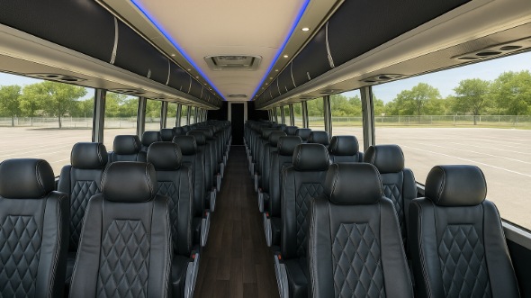 Interior of Charter Bus Company Elkhart's 54 Passenger Charter Bus in Elkhart