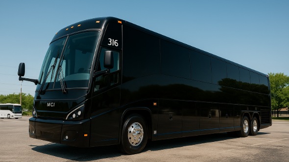 Exterior of Charter Bus Company Elkhart's 55 Passenger Charter Bus in Elkhart