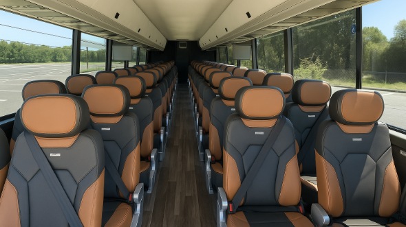 Interior of Charter Bus Company Elkhart's 55 Passenger Charter Bus in Elkhart