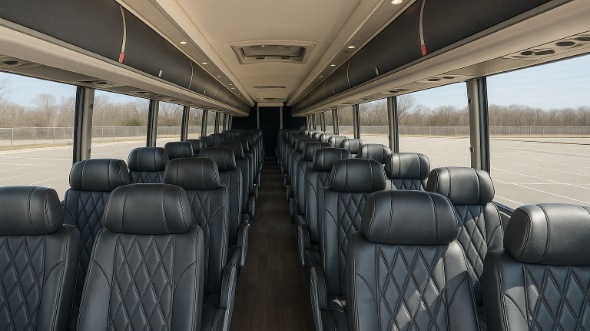 Interior of Charter Bus Company Elkhart's 56 Passenger Charter Bus in Elkhart