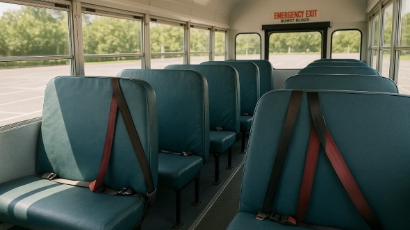 Interior of Charter Bus Company Elkhart's School Bus in Elkhart