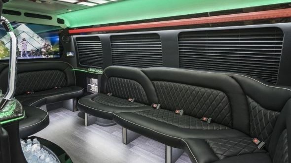 Interior of Charter Bus Company Elkhart's Sprinter Limo in Elkhart